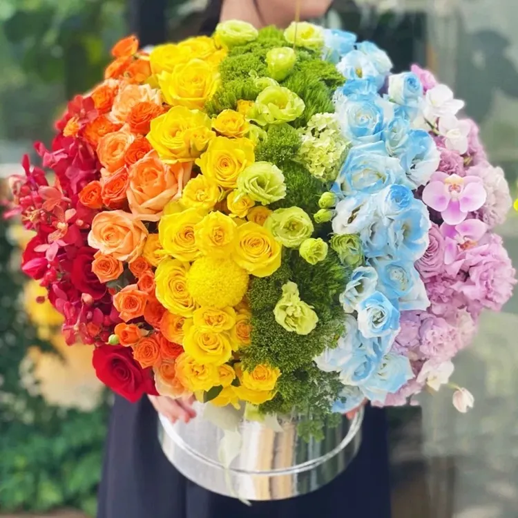 【七夕多巴胺彩虹鲜花花束全国同城速递】生日纪念日送女友送闺蜜