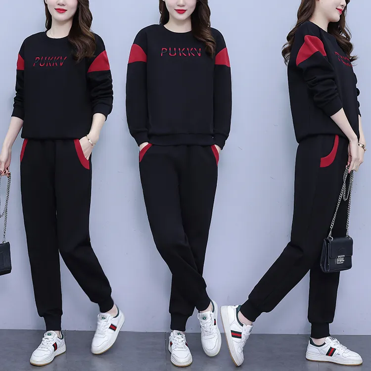 休闲运动套装女2025秋季新款宽松显瘦时尚减龄气质大码长袖两件套