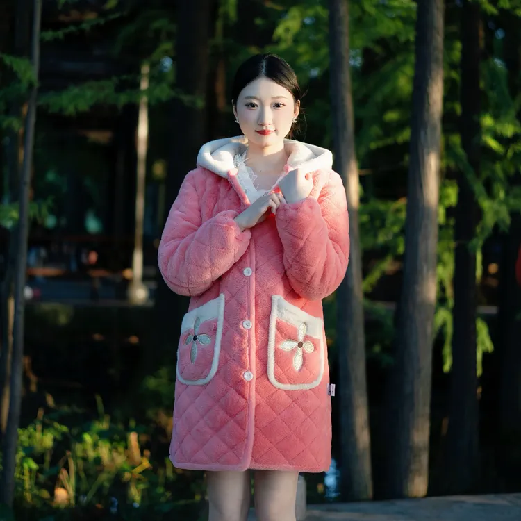 冬季加绒特厚棉服女三层夹棉新款保暖外套耐脏时尚妈妈装长袖罩衣