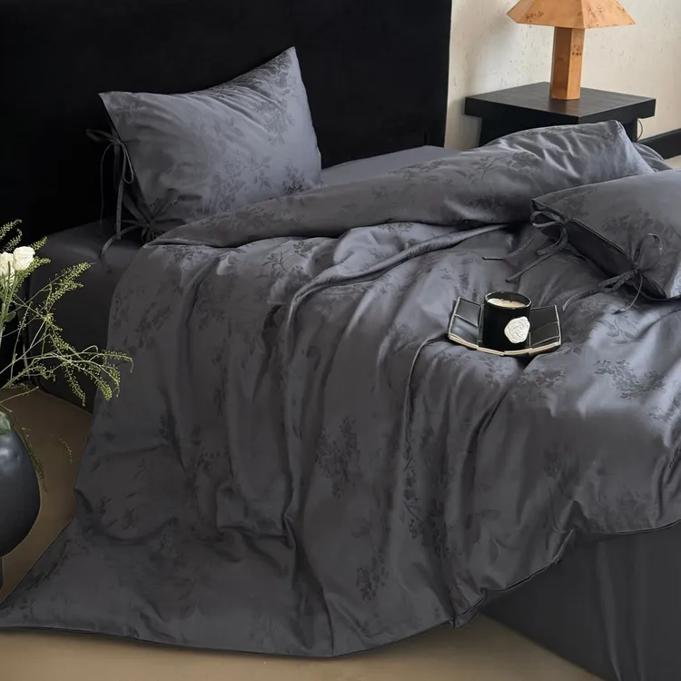 法式提花100S贡缎长绒棉全棉四件套轻奢纯棉被套床单床笠床上用品