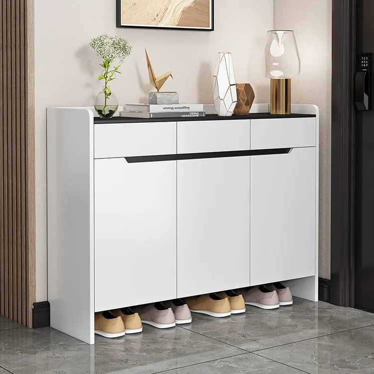 现代简约黑白轻奢入户鞋柜家用门口门外鞋柜阳台收纳储物柜餐边柜