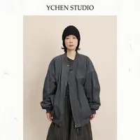 秀文~【灰迹】新款工装夹克美式复古做旧宽松棒球服外套JJ2699JK