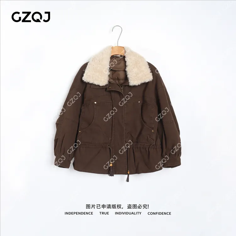 老琴私服【旷野拾暖】90白鸭绒可拆卸羊毛毛领羽绒服外套女冬季8269