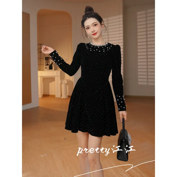 Pretty小众设计师品牌江江定制 时尚气质轻奢修身优雅连衣裙21442
