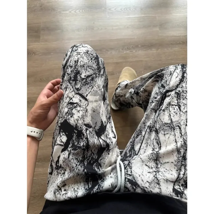 冰丝扎染裤子男夏季薄款美式复古阔腿防蚊裤宽松休闲冰感遛弯裤潮