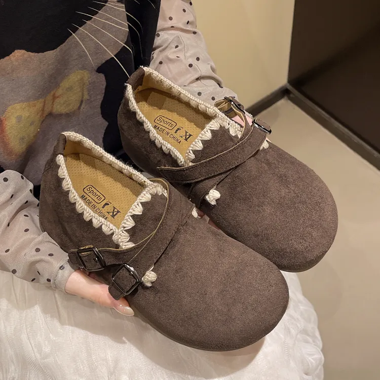 森系厚底增高勃肯鞋女2025新款秋季浅口时尚爆款刺绣金属扣懒人鞋