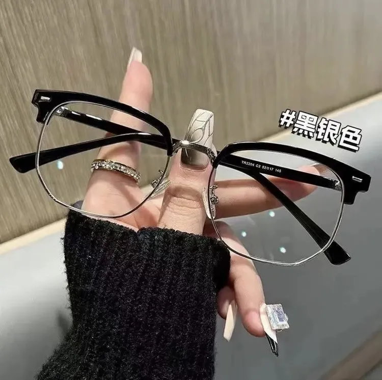 男女通用半框近视眼镜可配度数显脸小平光镜架半框男眼睛架韩版潮商品图