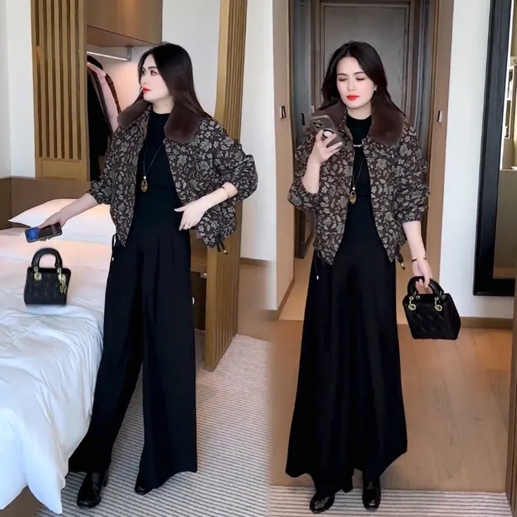 加绒加厚牛仔短款外套女2025冬季新款时髦洋气毛领印花夹克衫上衣