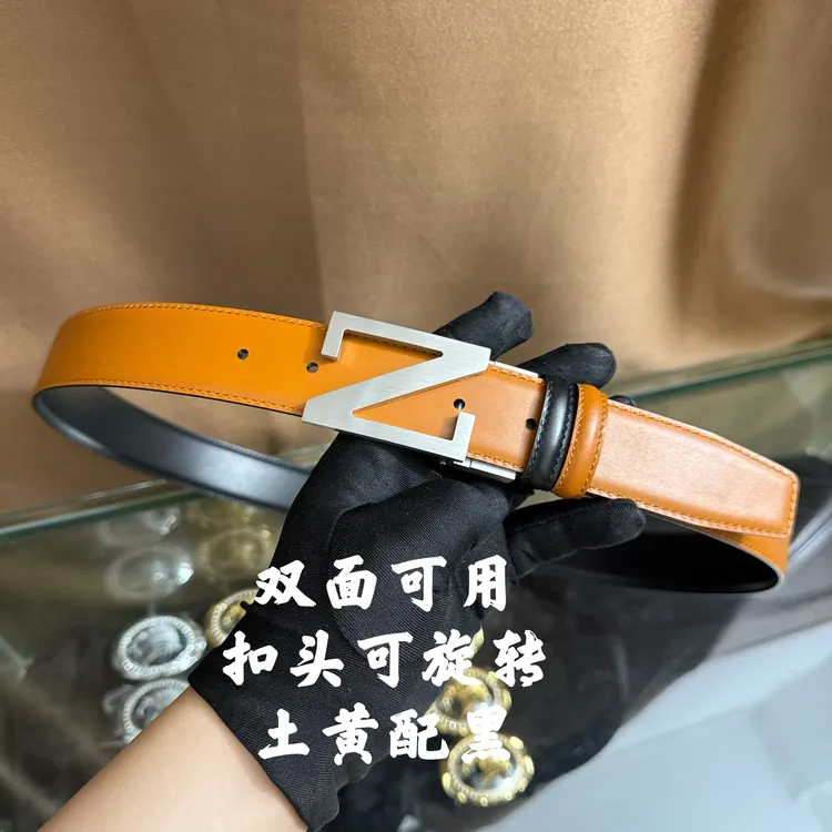 新款男士皮带百搭高档休闲Z字母牛皮腰带青中老年时尚商务年轻潮