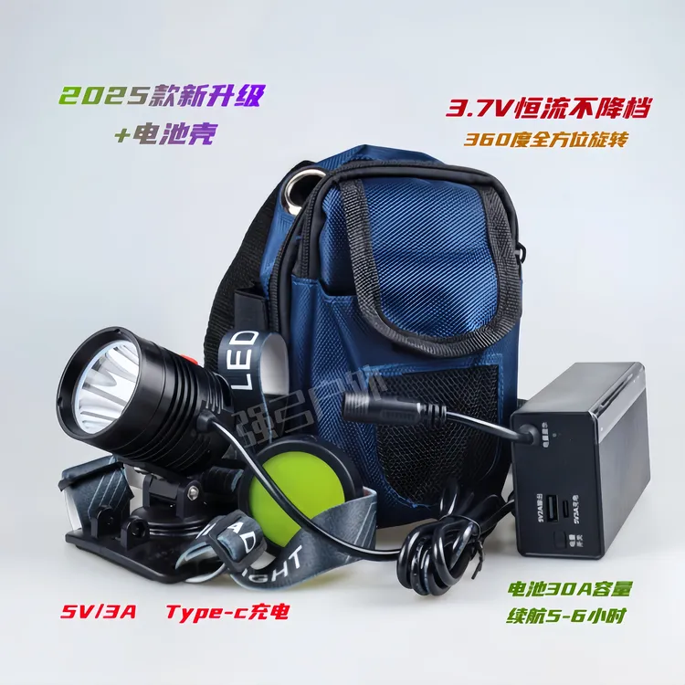 2025款升级版苍穹一号3.7V不降档360度旋转专业弹弓户外实战头灯