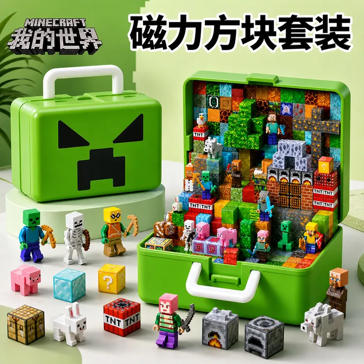 正版mc我的世界积木磁力方块全套磁吸3-6岁儿童益智玩具生日礼物