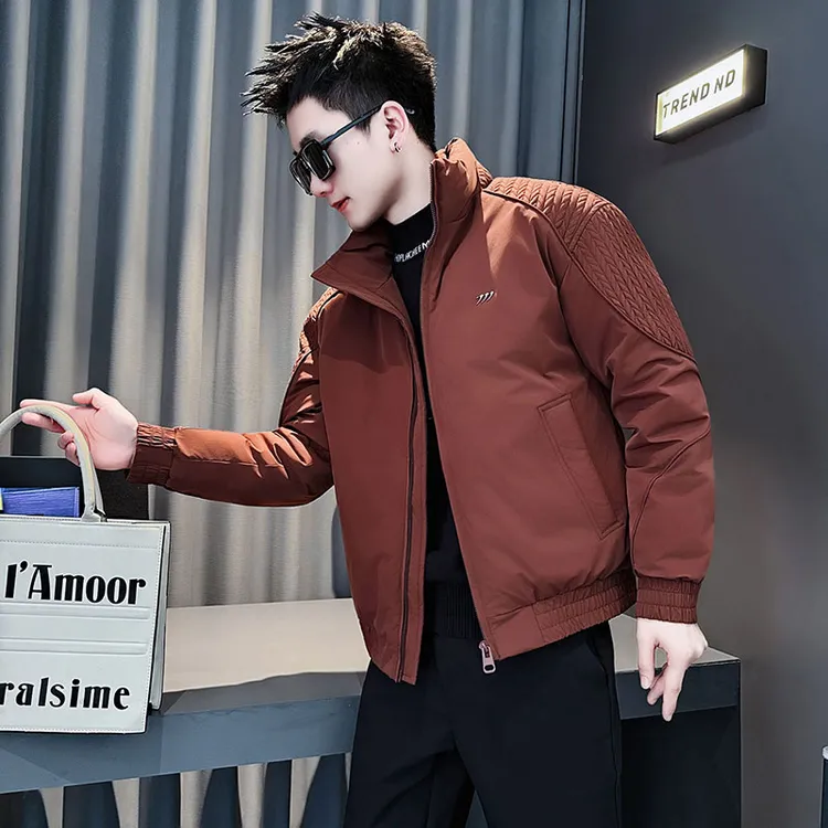 麦穗拼接棉服男款冬季潮牌立领棉衣外套2025新款男士冬装短款棉袄