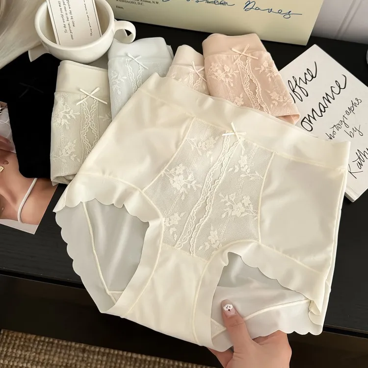 法式高腰轻塑收腹裸感冰丝女内裤2025春夏新品性感速干线棉底