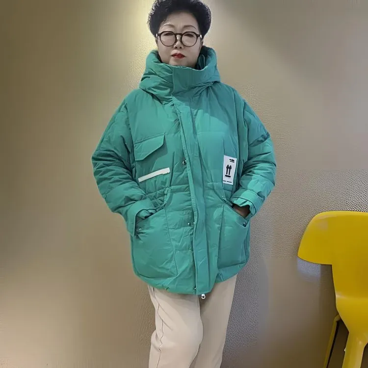 【贵丽坊】金影奇韩版宽松连帽保暖加厚棉衣女冬季外套中长款棉袄