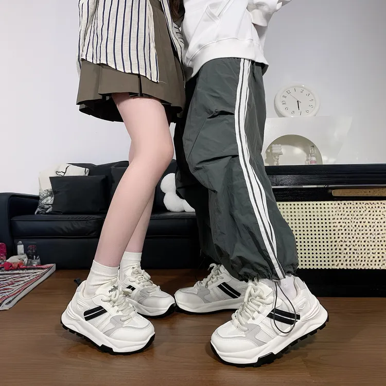 人本复古运动老爹鞋2025新款情侣鞋男女同款百搭休闲厚底运动鞋潮