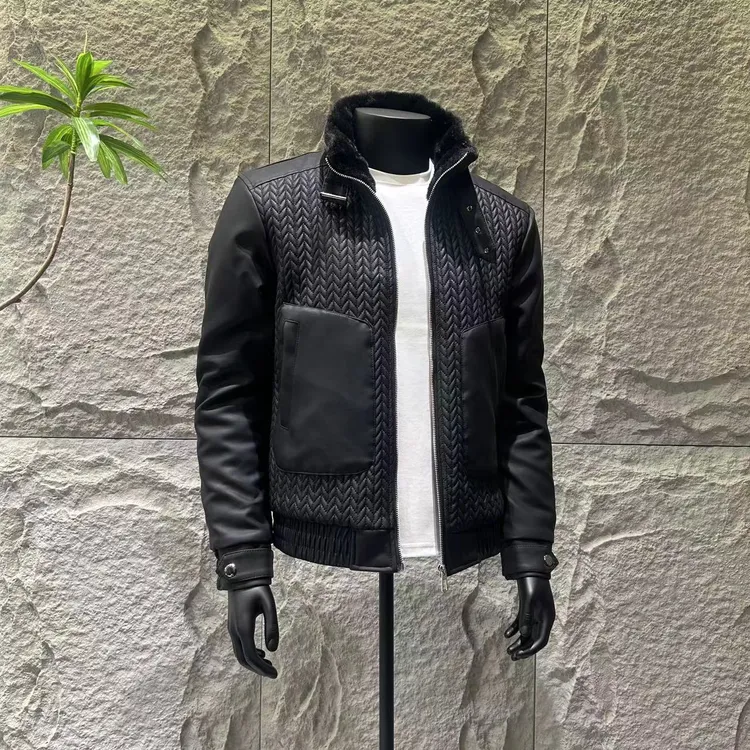 新款防风秋冬季翻领领免烫修身型皮衣休闲短款潮流加绒夹克外套