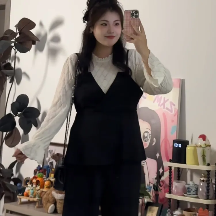 早秋微胖女装设计感减龄法式穿搭套装