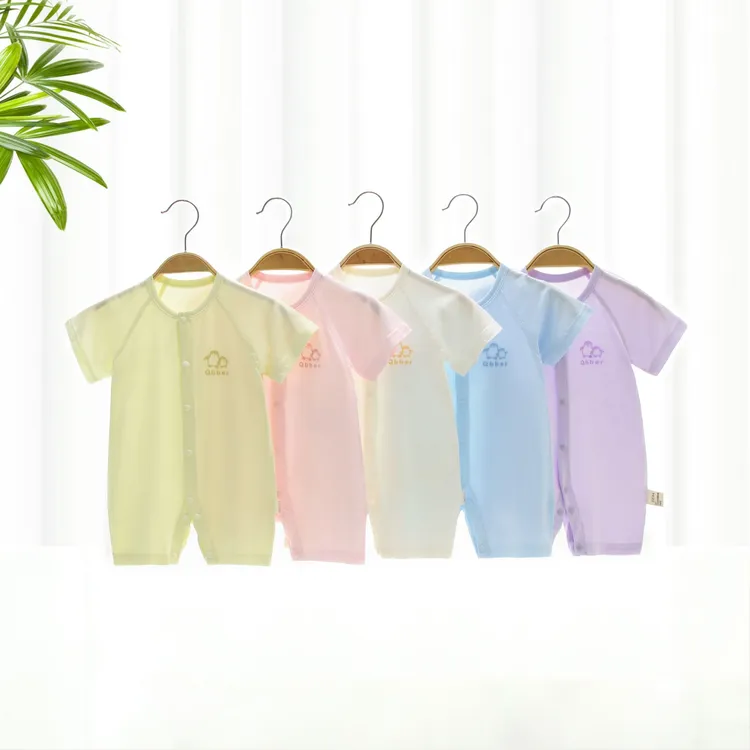 莫代尔2025新款印花连身衣/爬服/哈衣婴幼宝宝短袖无骨薄款透气