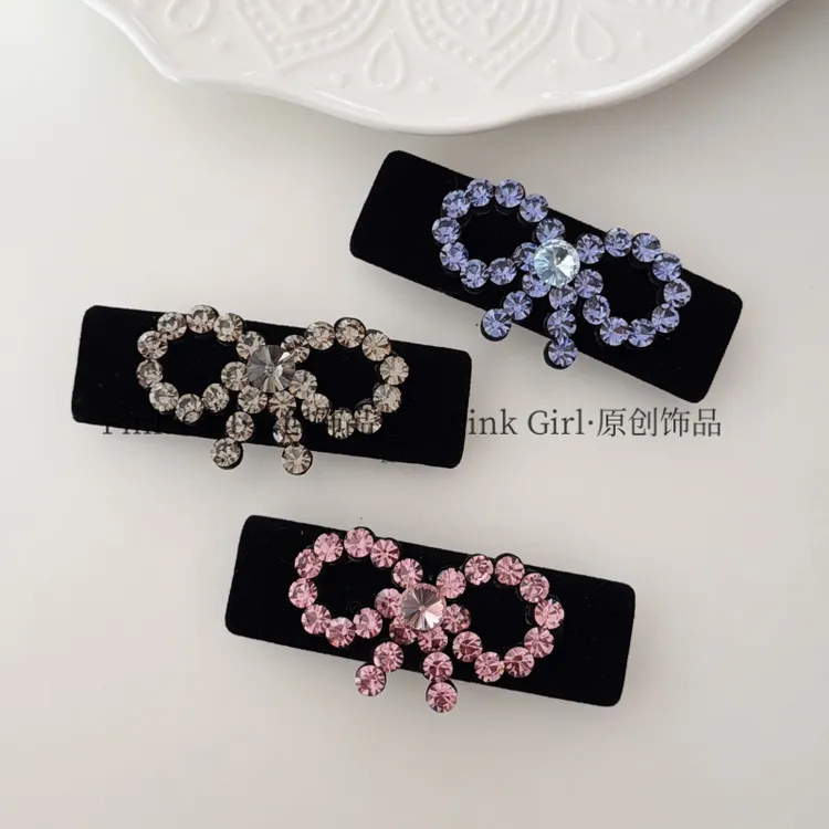 Pink Girl  T569气质精致丝绒弹簧夹8cm轻奢高级感发夹发饰