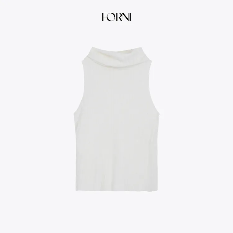 FORNI 拯救基础款 高智极简主义堆堆半高领系带无袖针织背心