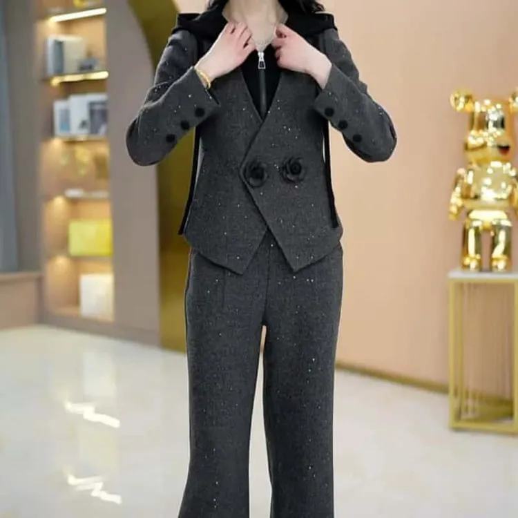 外套+裤子2025春装新款时尚高端精致优雅气质减龄修身显瘦两件套