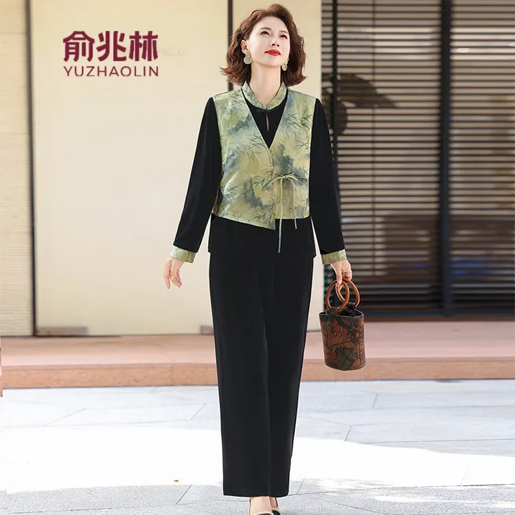 时尚新中式金丝绒三件套女秋季新款2025年韩版气质优雅女士套装