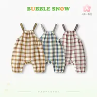 15317儿童春款格子背带裤宝宝夏季韩款洋气时髦外出背带裤连体衣