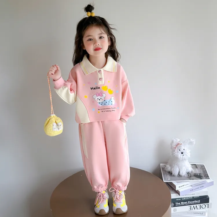 女童套装秋装2025新款儿童卡通可爱卫衣休闲洋气女宝宝运动两件套
