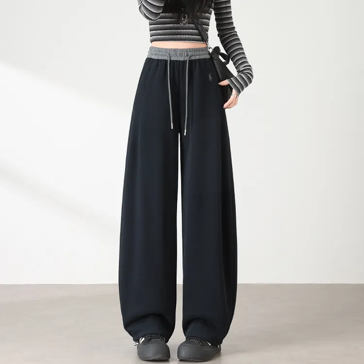 3899梧桐弯刀运动裤女秋冬2025新款高腰垂感休闲直筒裤宽松阔腿裤