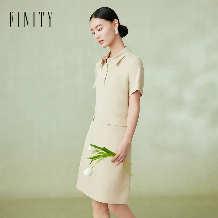 【粉丝专享】FINITY 新款雪纺时尚荷叶袖百褶边连衣裙 F21X3B28L3