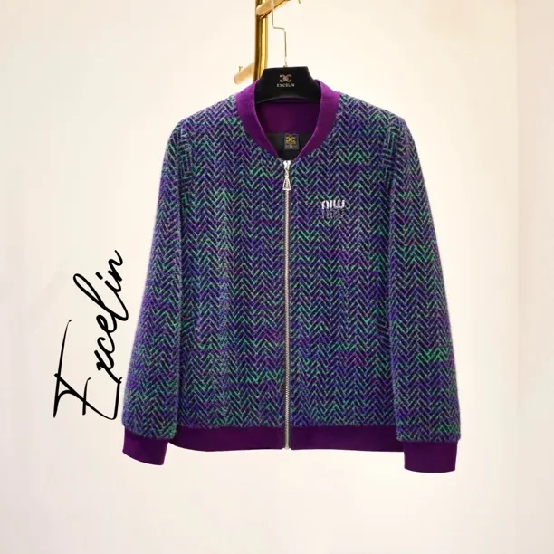 【蓝紫高级风冬季卫衣开衫外套】新款休闲显瘦保暖卫衣棒球领女上衣