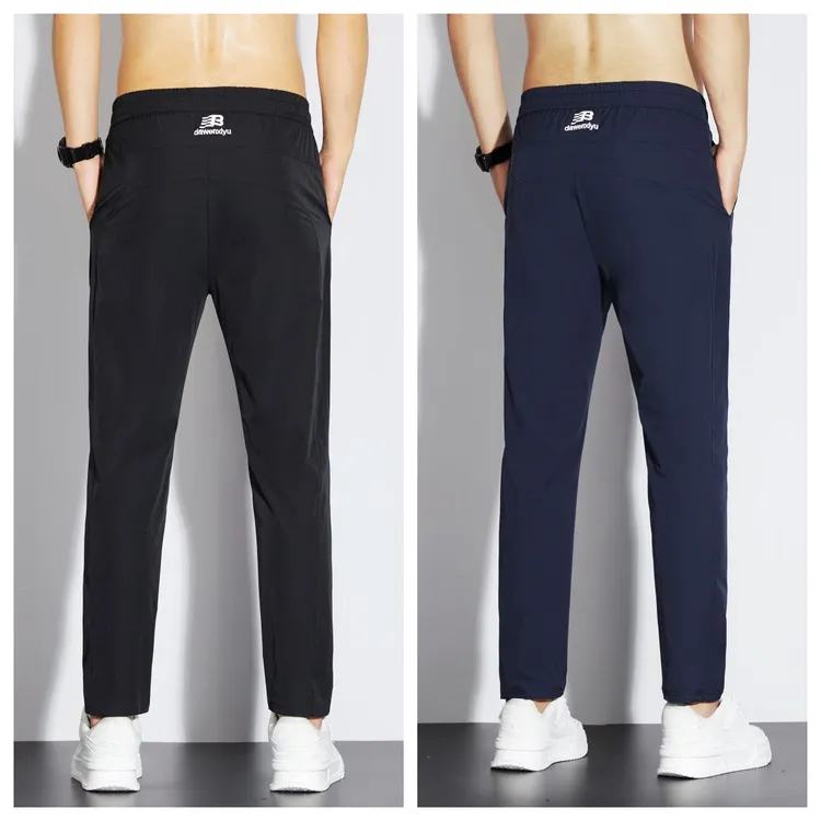 夏季薄款云感丝男士休闲裤卫裤九分裤高弹宽松百搭冰丝束脚裤