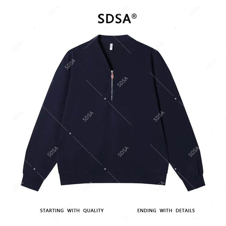 SDSA男士秋冬新款轻奢痞帅男装韩版纯色半拉链V领卫衣网红款显瘦