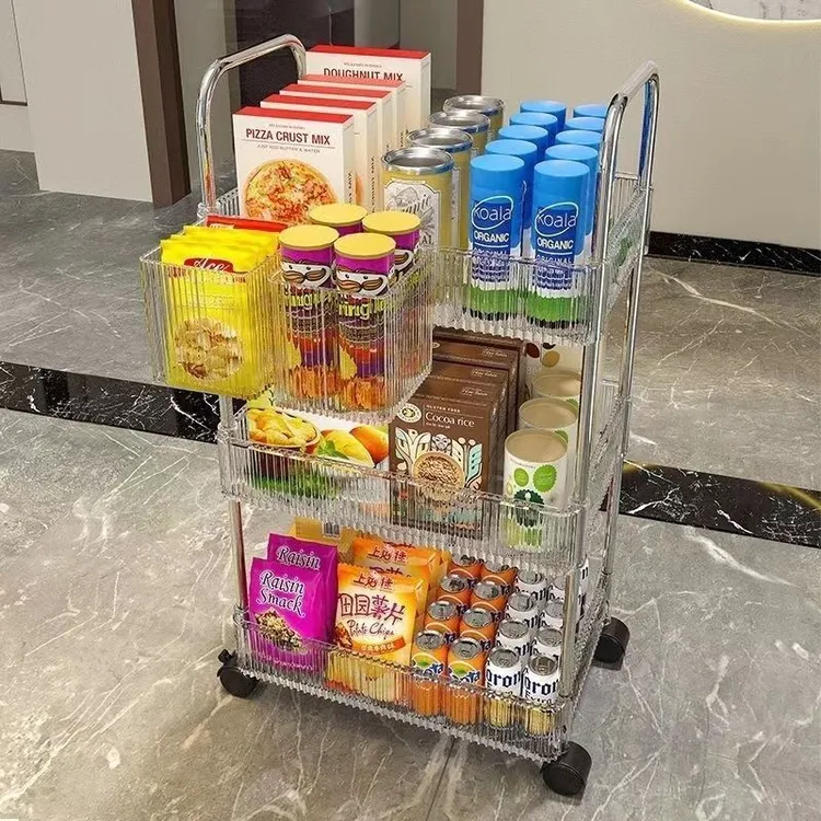 亚克力零食置物架厨房推车置物架客厅卫生间移动多层零食收纳架LX