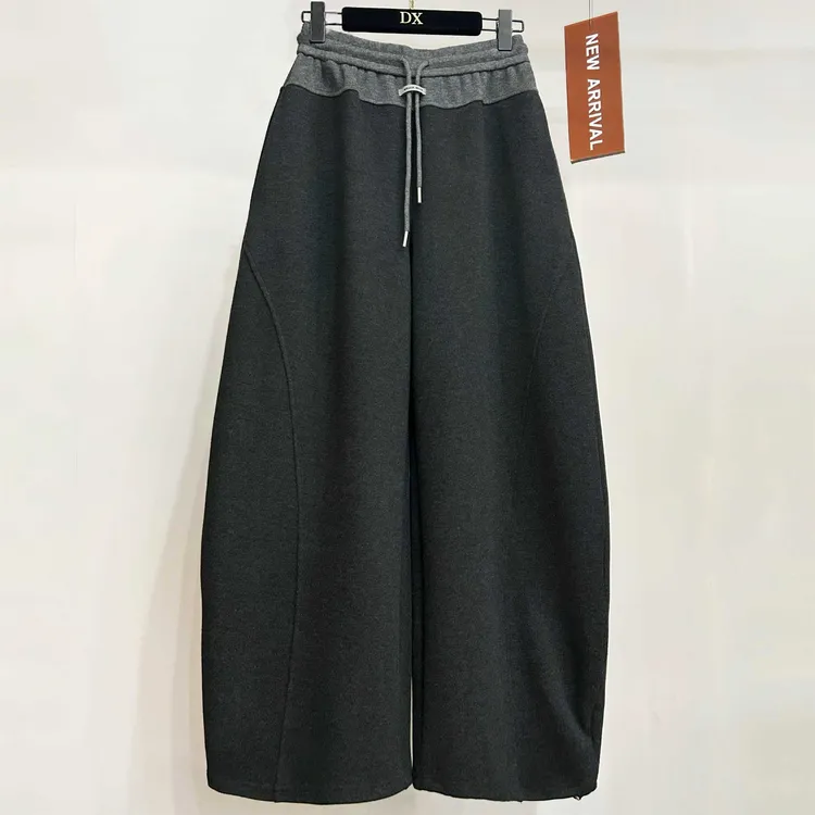 300斤大码高端新款今年流行早秋高腰绑带宽松直筒休闲裤卫裤男女