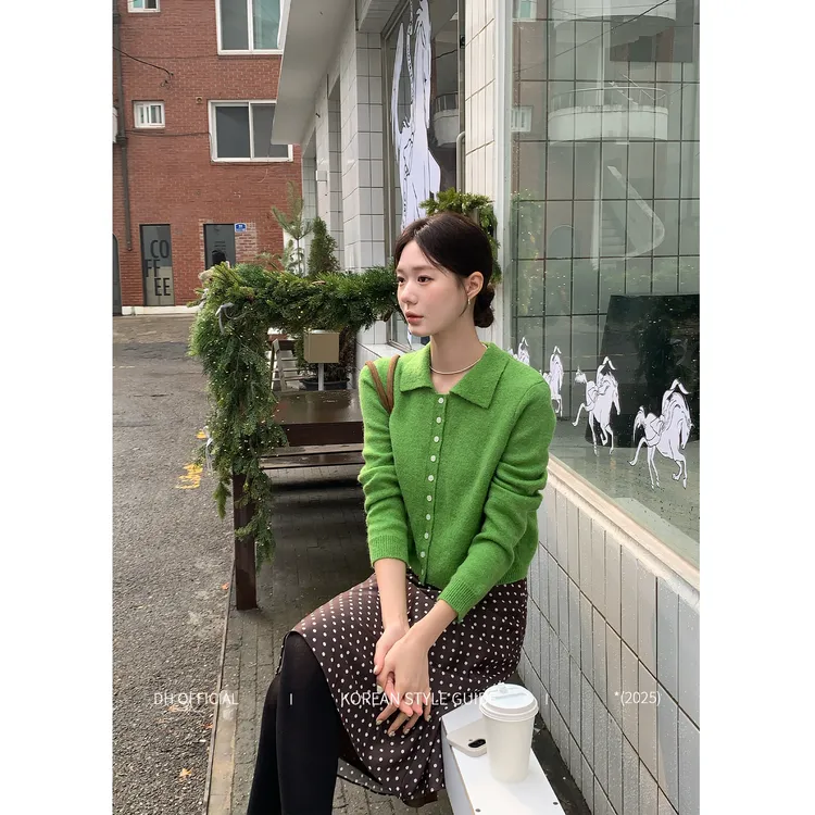 DH 大花的双旦【杜松茉莉】“马海毛+绵羊毛”韩系糯叽叽宽松翻领开衫