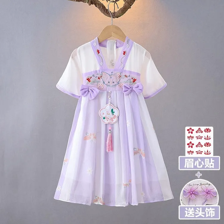 汉服女童夏季连衣裙2025新款儿童古风洋气宝宝夏装小女孩公主裙子