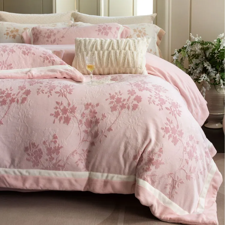 全消光AB面加厚加绒牛奶绒四件套双面绒轻奢简约学生宿舍