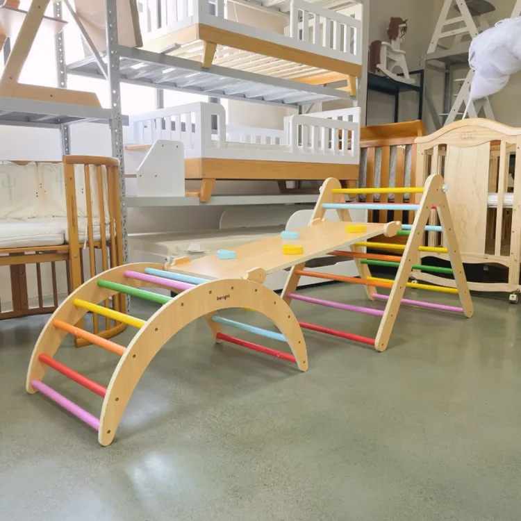 出口环保实木室内宝宝攀爬架滑滑梯早教感统训练玩具儿童婴儿