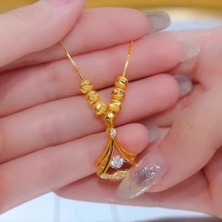 钛钢项链 心动六福珠银杏叶锁骨链轻奢百搭时尚项链女款坠链饰品商品图