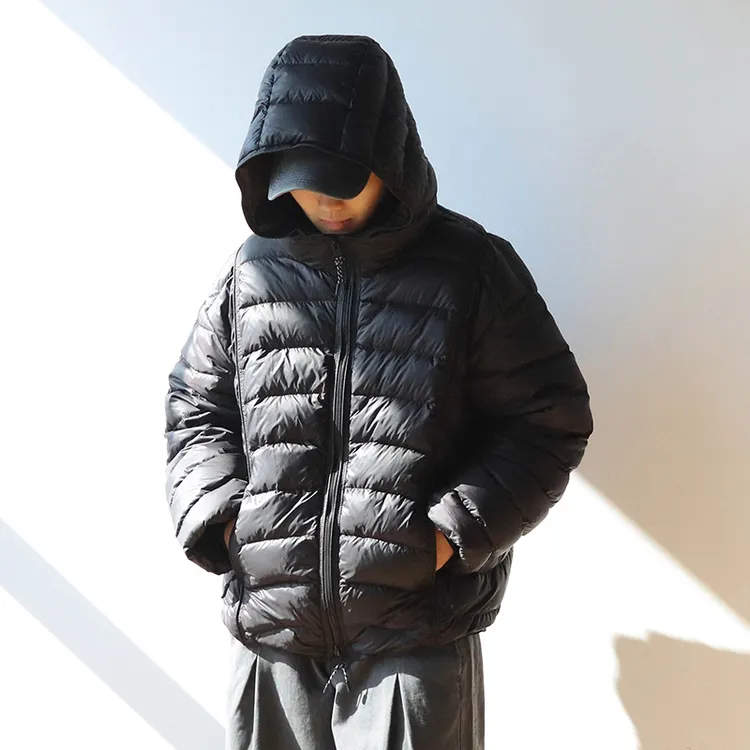 冬季日系复古机能排骨结构连帽羽绒服男女龟背90白鸭绒轻量化外套