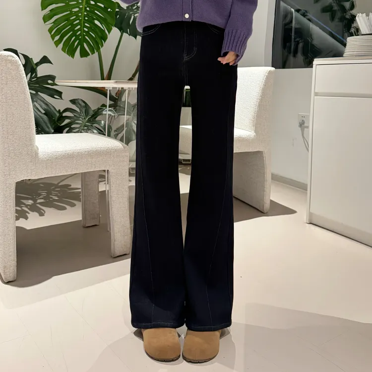 SUMU/宿慕加绒加厚阔腿微喇牛仔裤10-29新款冬季时尚牛仔裤33030