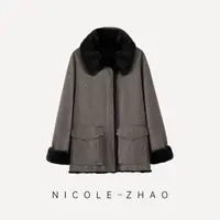 【银行家【贵姐NICOLE】限量版意大利LP毛呢双面穿貂防水外套4NWP045