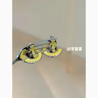 铜合金珐琅耳饰 O1-041【半立体星球盔甲珐琅黄色金属耳钉】