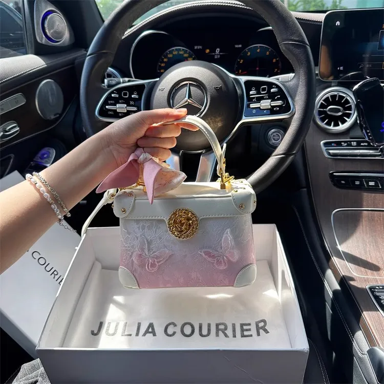 Julia Courier女包渐变粉蝴蝶盒子包包女2025新款单肩斜挎小方包