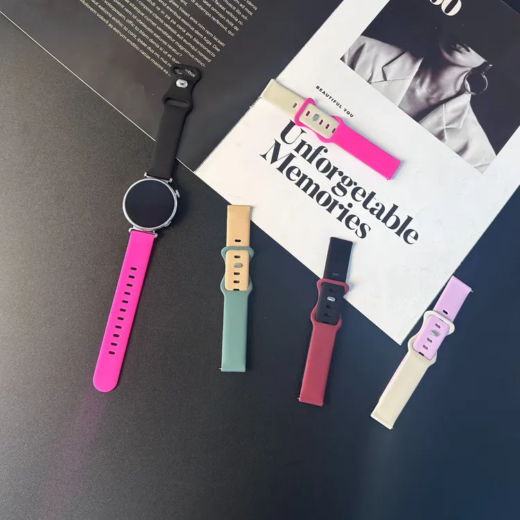 适用华为gt4/gt5运动表带gt5pro/fit/18mm接口蝴蝶扣撞色硅胶表带