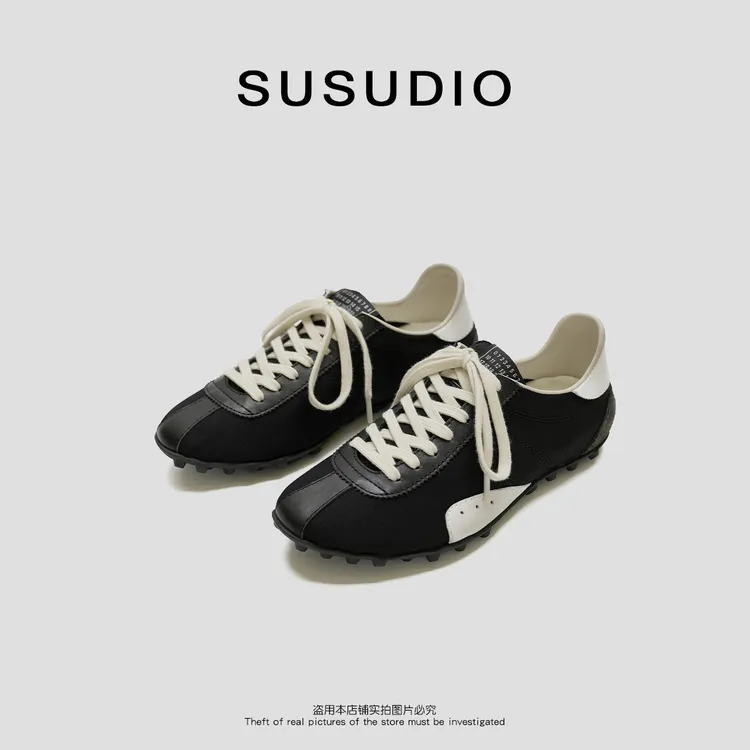 SUSUDIO 头层牛皮 新款时髦软底透气拼接撞色阿甘德训鞋80019