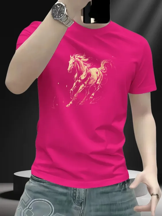 潮流时尚印花创意男士短袖t恤休闲青春流行百搭痞帅个性圆领舒适