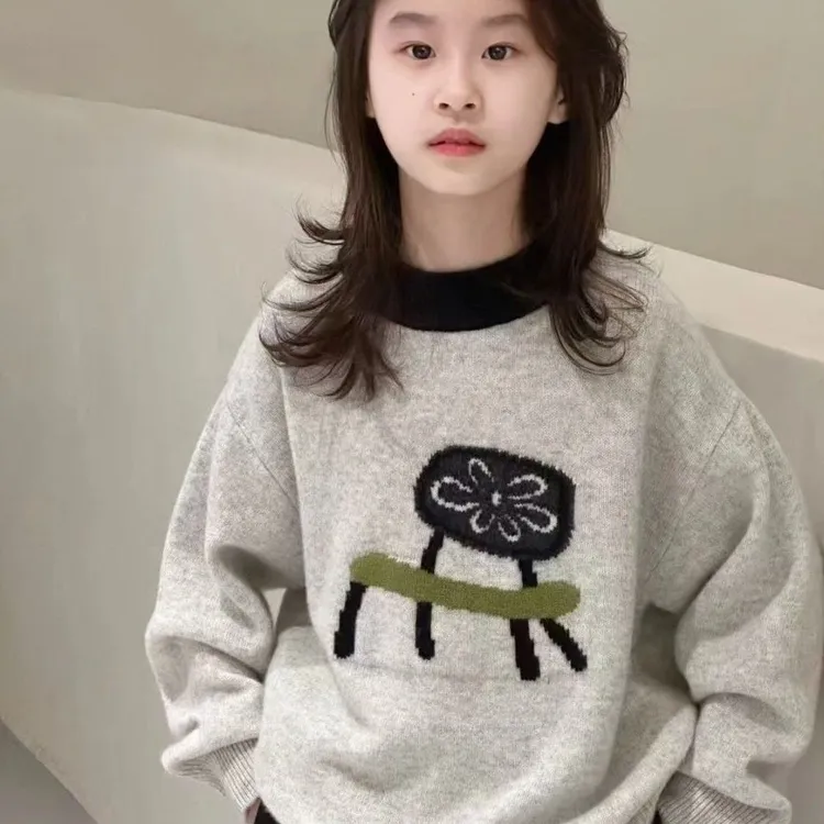 YeeHoO英氏【断码】女童秋冬装新款女孩春秋款套头打底衫圆领德绒保