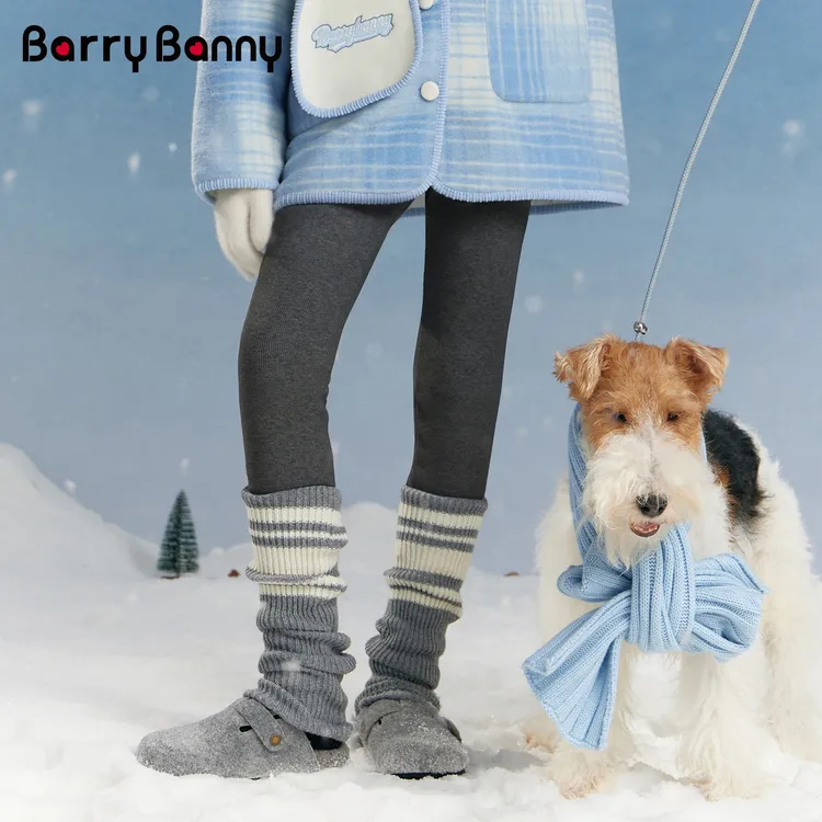 BarryBann女童加绒打底裤2025秋冬新款高弹显瘦外穿奥粒绒保暖裤